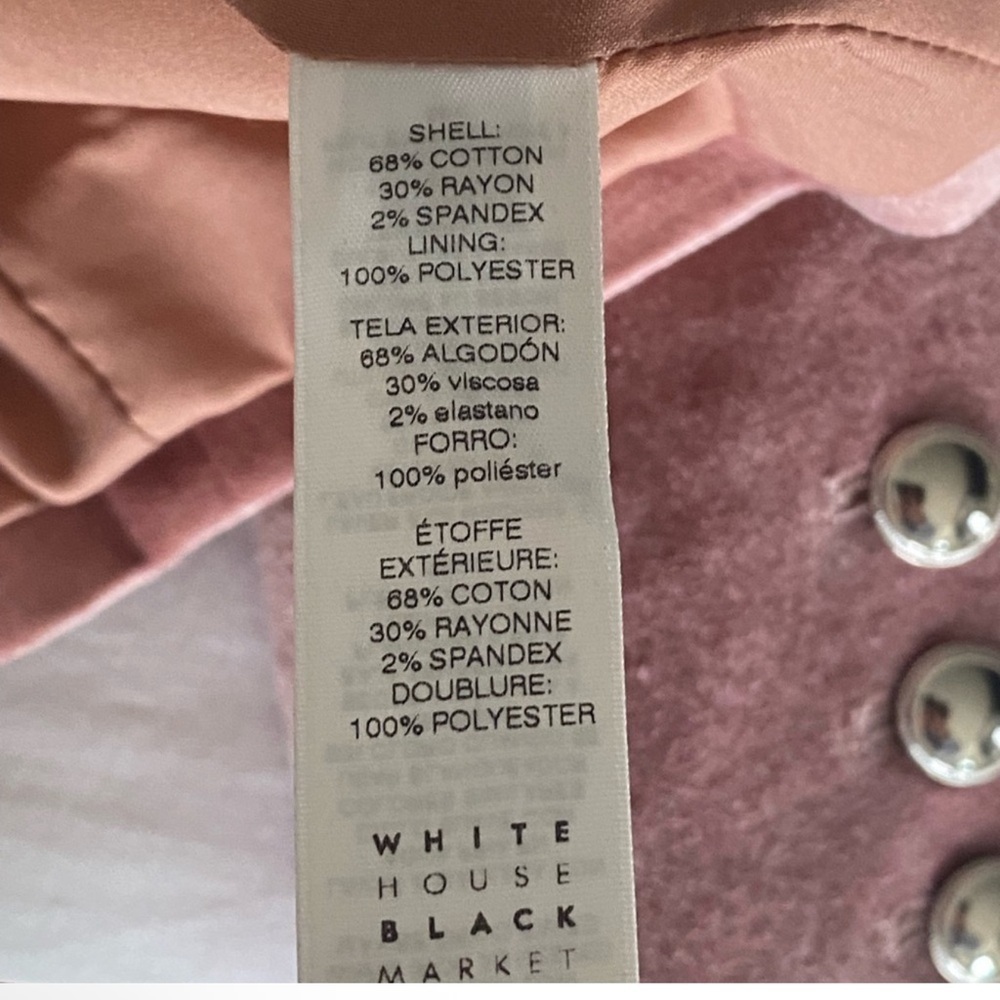 White House Black Market Plush Pink Velvet Long Sleeve Blazer size 0 - Picture 13 of 13